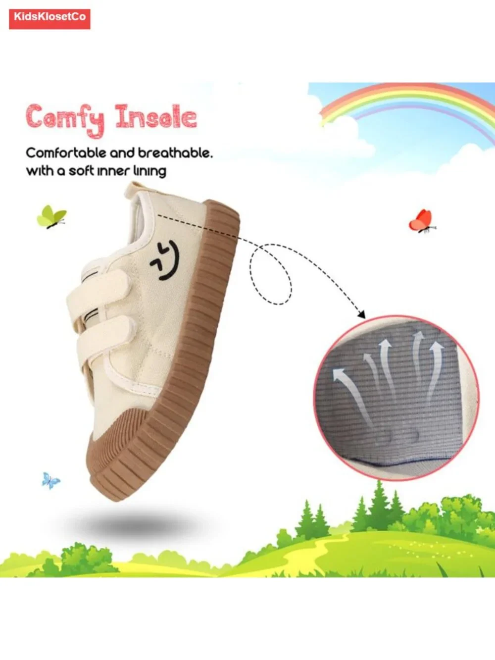 Toddler Canvas Sneakers with Dinosaur Print Hook & Loop Closure